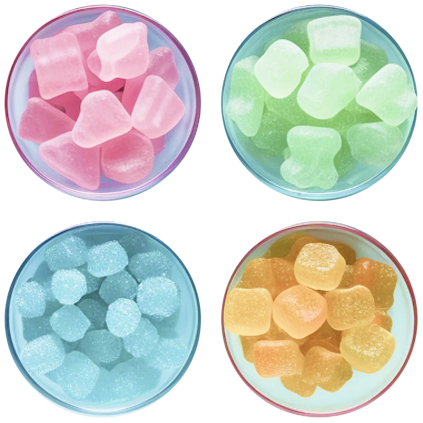 Full spectrum CBD gummies with organic vegan formulation, natural fruit flavours, and less than 0.2% THC