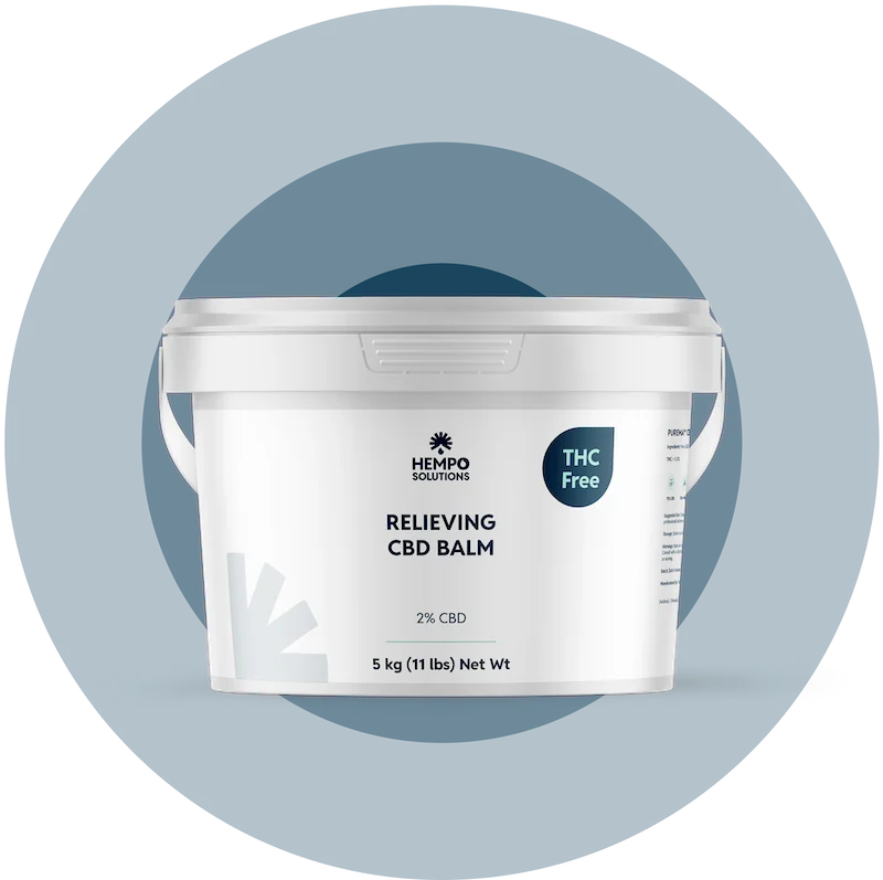 Bulk container of CBD balm with nourishing oils, crafted for relief offered in wholesale