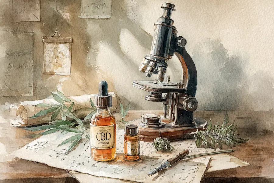 microscope and cbd oil representing the importance of third party laboratory testing to ensure product quality and safety
