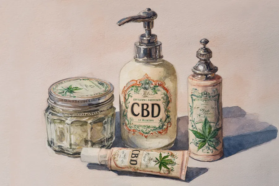 Assorted CBD skincare and personal care products — highlighting innovative creams, lotions, and balms for topical wellness use